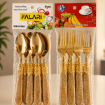 12-Piece Gold Stainless Steel Cutlery Combo Set – 6 Spoons & 6 Forks with Textured Handles