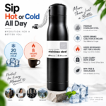 Black Water Bottle | Stylish Reusable Drinking Bottle - Image 3