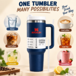 40 oz Vacuum Insulated Stainless Steel Travel Tumbler with Handle & Straw – Leak-Resistant Hot & Cold Car Mug - Image 3