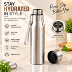 1000 mL Pyramid Stainless Steel Water Bottle – Hot & Cold Insulated Flask with Carrying Strap - Image 4