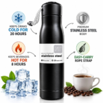 Black Water Bottle | Stylish Reusable Drinking Bottle - Image 4