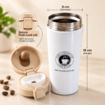 Stainless Steel Insulated Coffee Mug with Push-Lock Lid – Spill-Resistant Travel Tumbler for Hot & Cold Drinks - Image 5